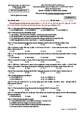 Đề thi thử THPT Quốc gia cho học sinh Lớp 12 THPT, BT THPT môn Hóa học - Mã đề 024 - Năm học 2016-2017 - Sở GD & ĐT Ninh Bình (Có đáp án)